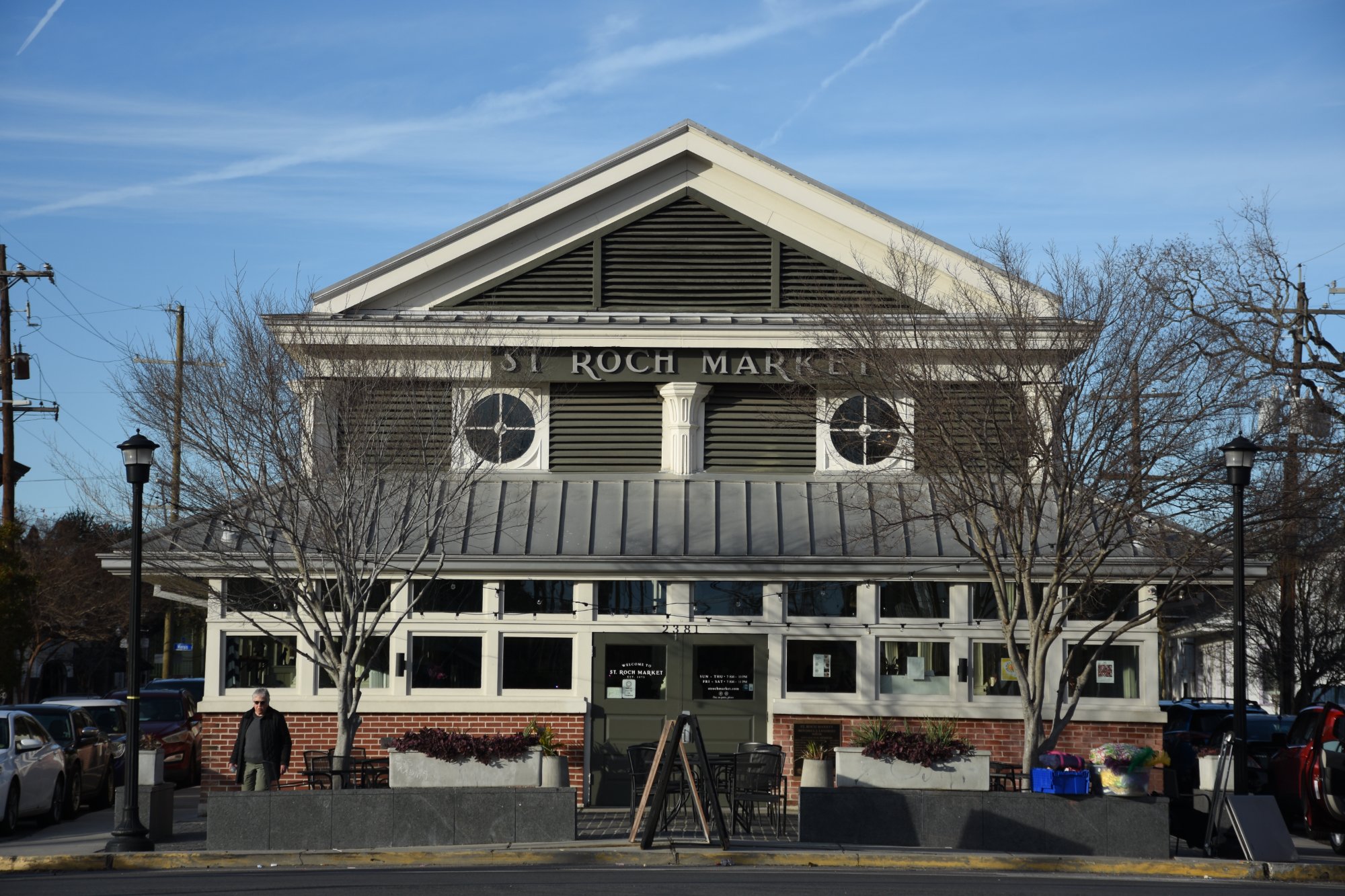 St. Roch Market today — the restored building with white columns and outdoor seating